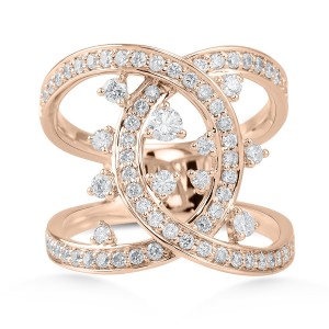 Prsteň ALO diamonds z kolekcie Aphrodité, ružové 14kt zlato, 75 diamantov, 5430 eur, ALO diamonds